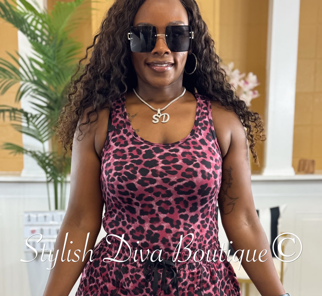 Buttersoft Leopard Racerback Bodysuit (Plum)