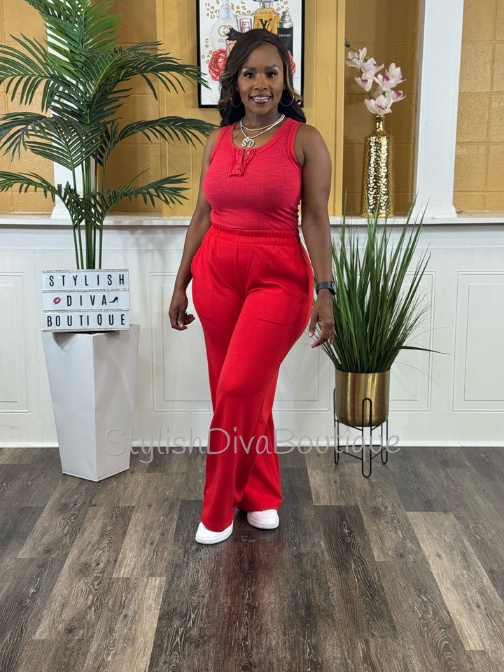Polished Ease Half Zip Set Up to 3XL (Red)