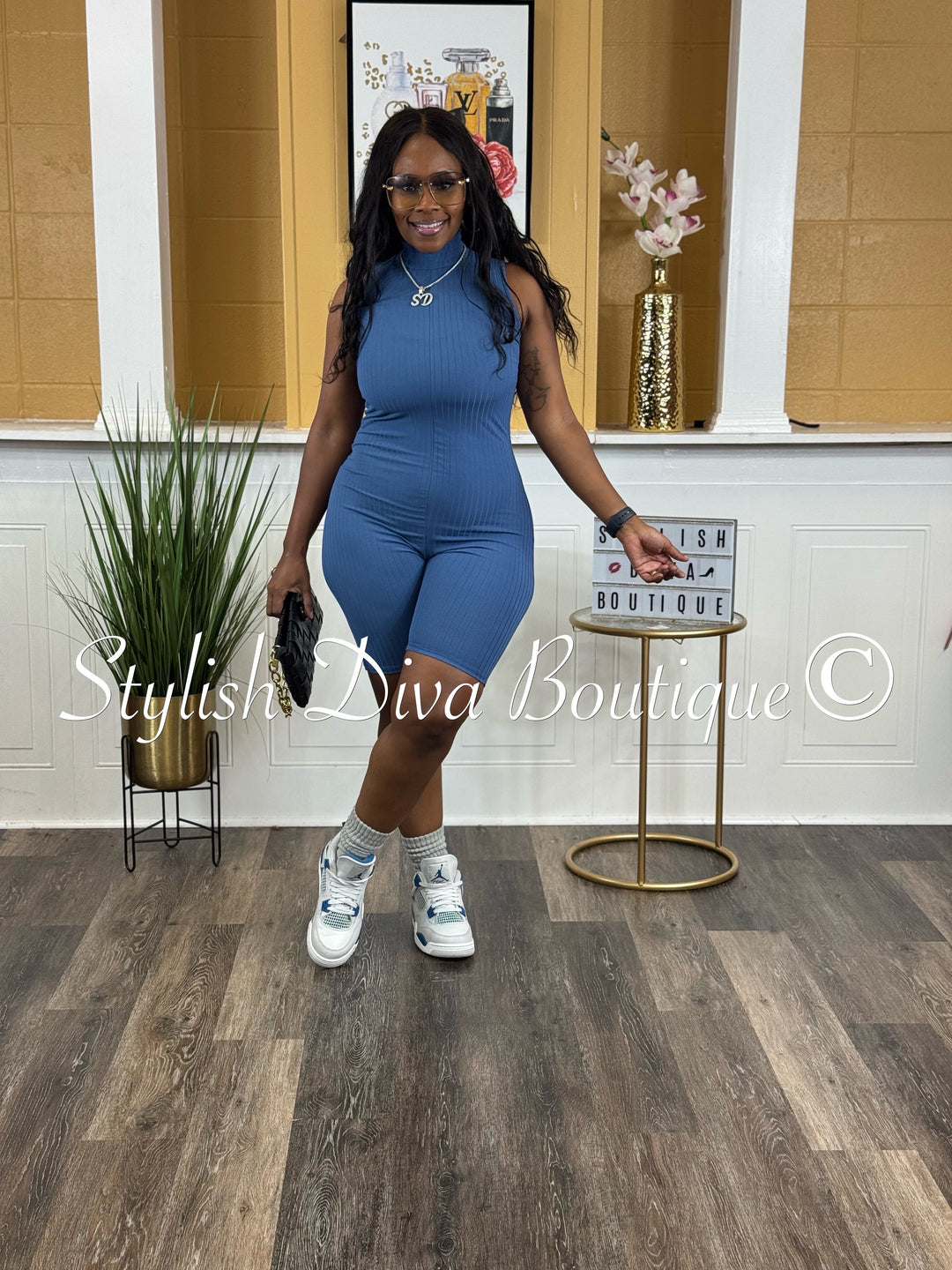 Can’t Resist Sleeveless Romper (Blue)