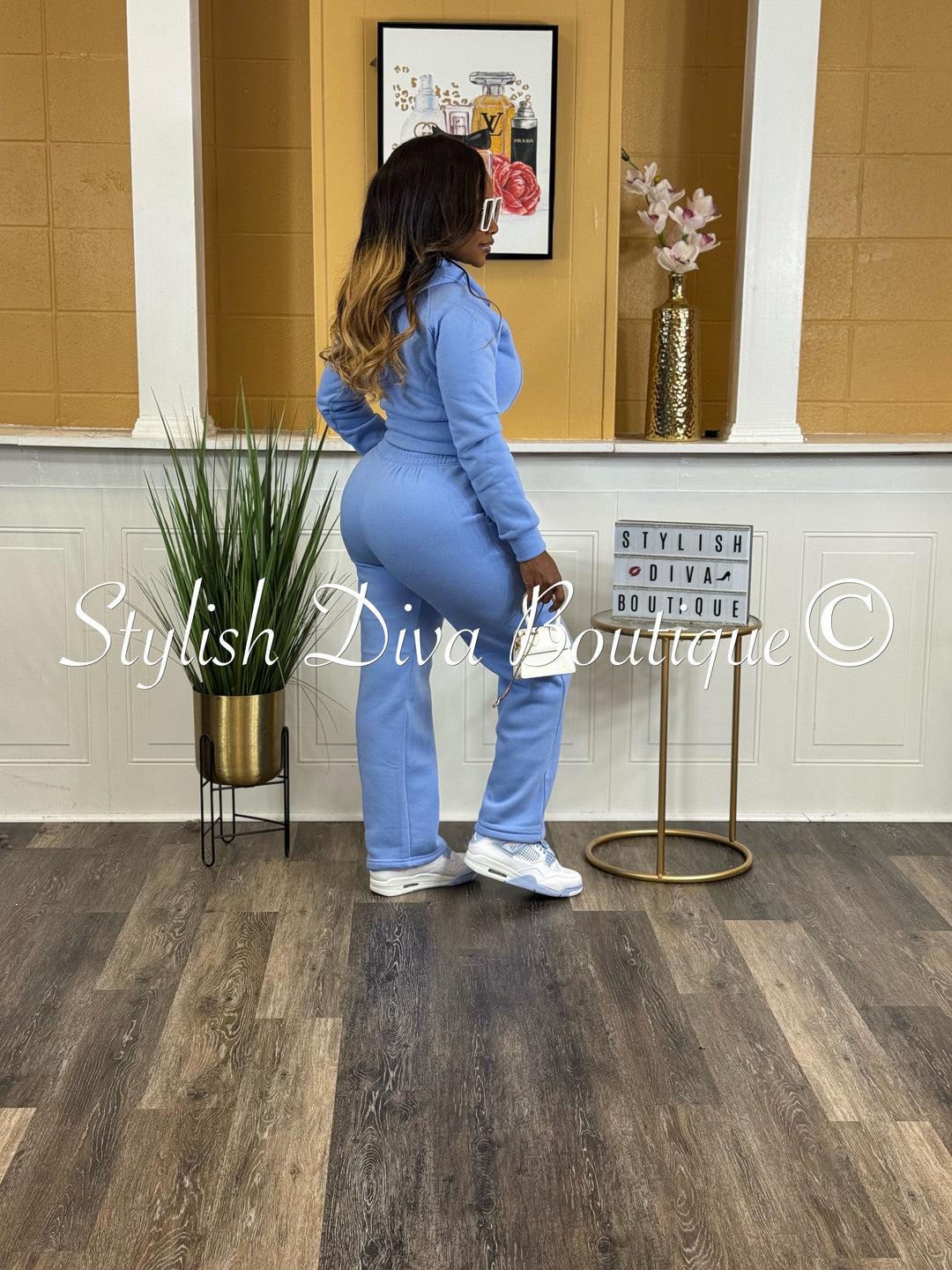 Comfort Mode Zip Hoodie Fleece Set (Peri Blue)