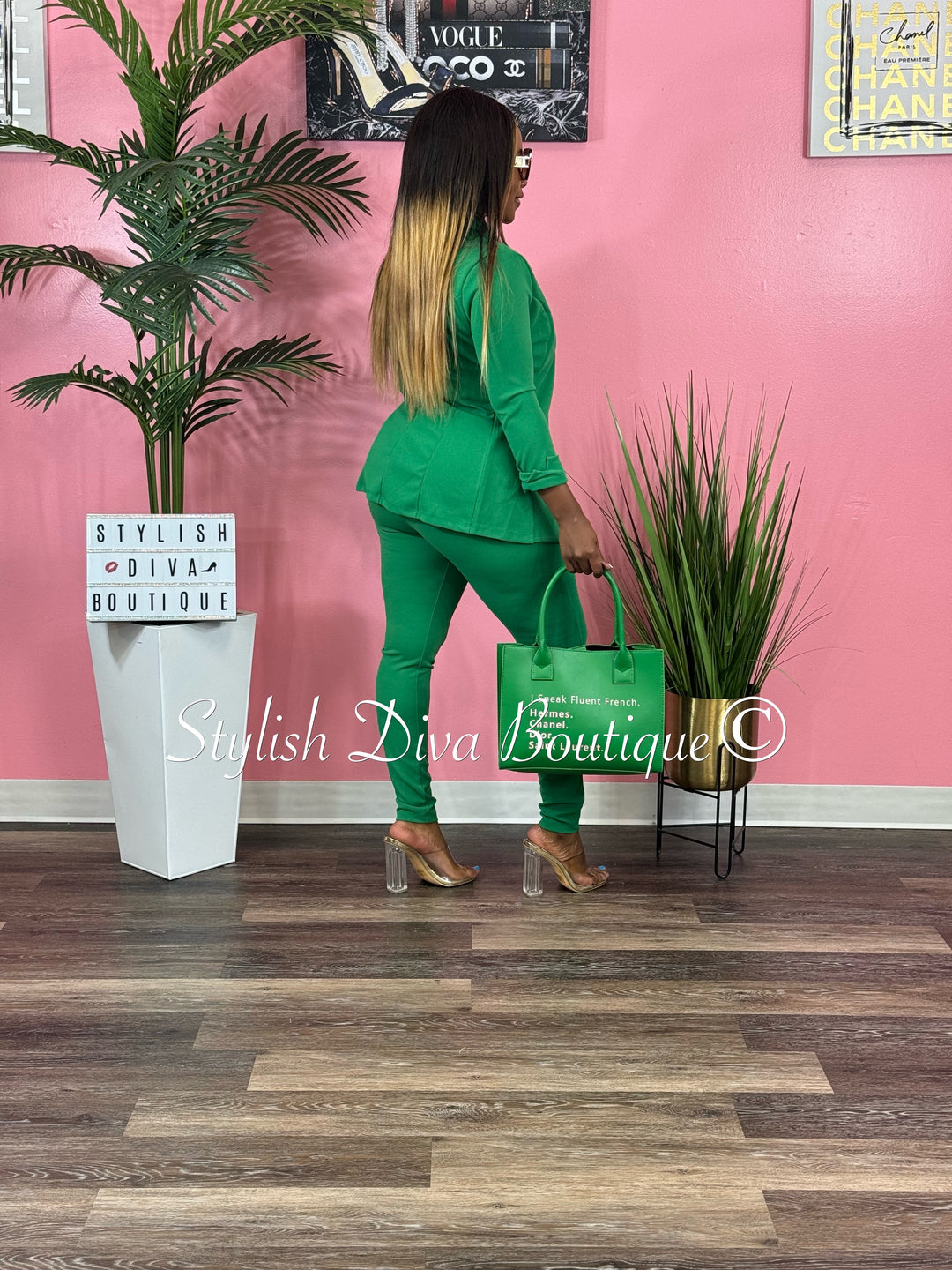 Boss Babe 3pc Jacket Set (Kelly Green)