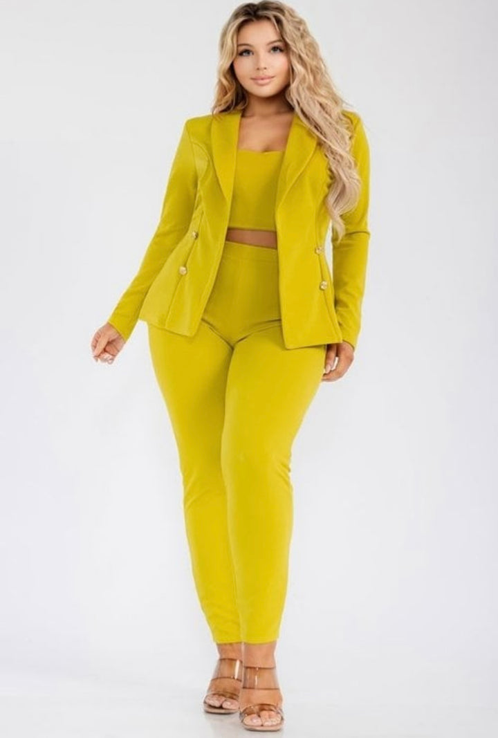 Boss Babe 3pc Jacket Set up to 3XL (Chartreuse)