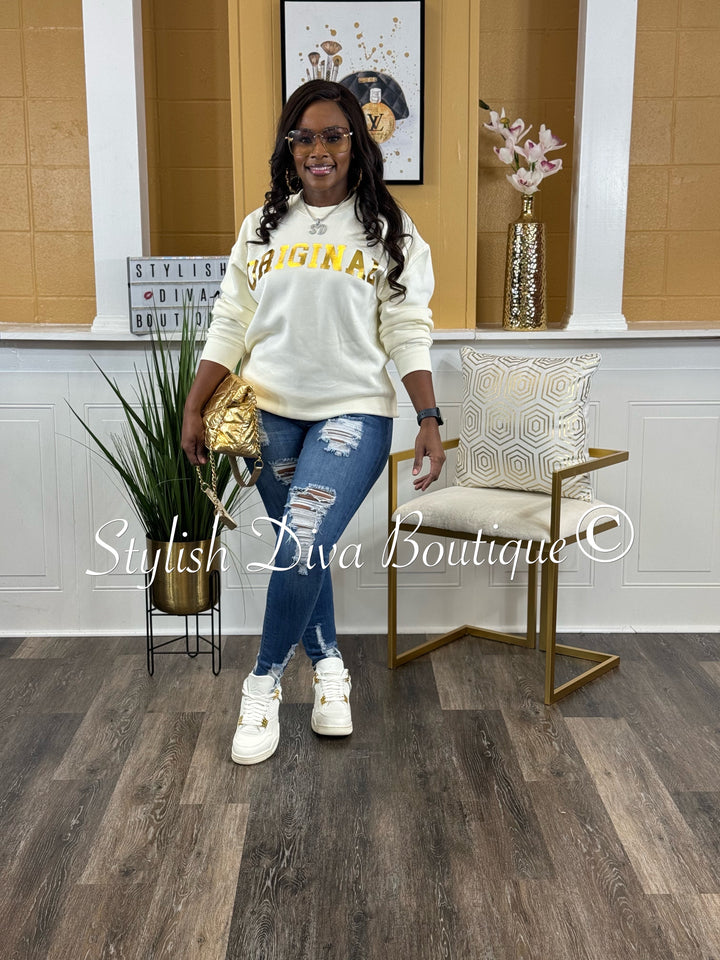 Original Sweatshirt (Cream/Gold Print)