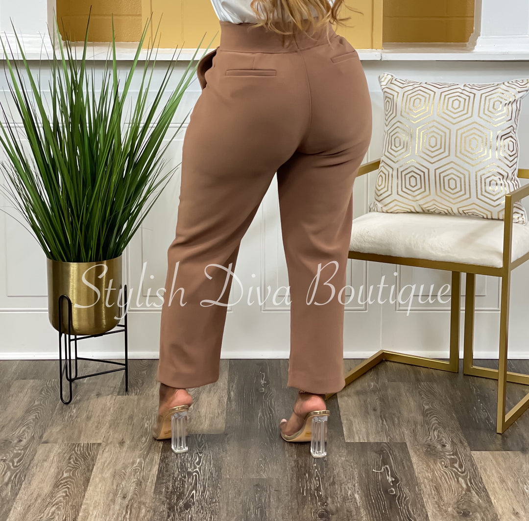 Work It Cropped Pants (Dk Camel)