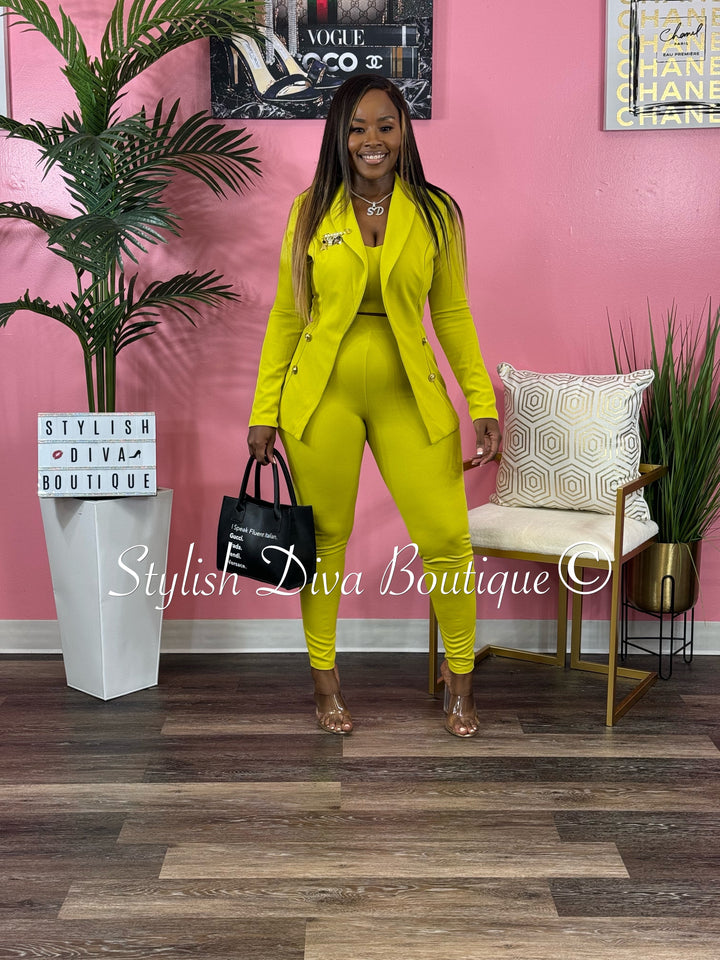 Boss Babe 3pc Jacket Set up to 3XL (Chartreuse)