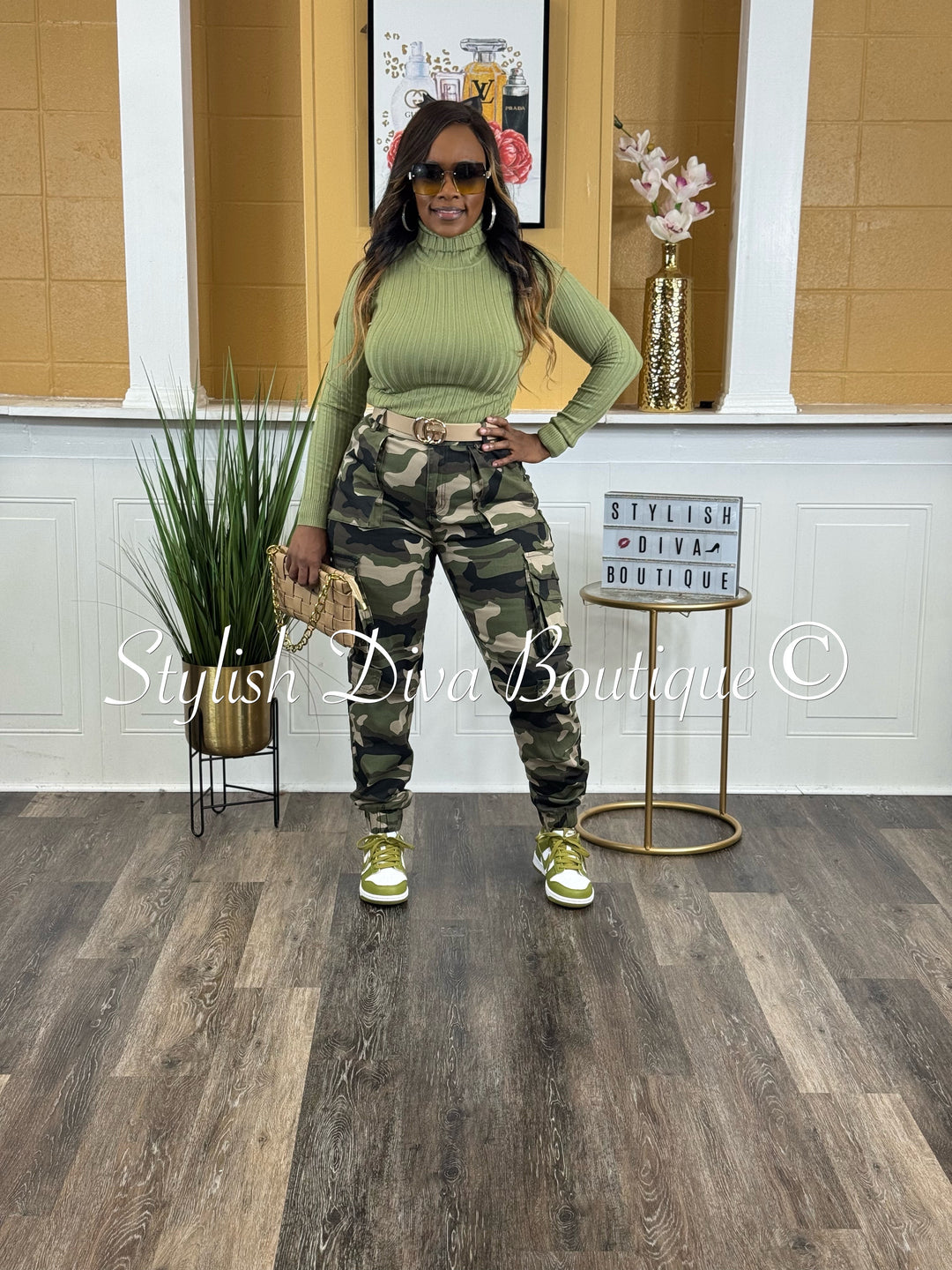 Rilo L/S Ribbed Turtleneck Sweater Top (Lt Olive)