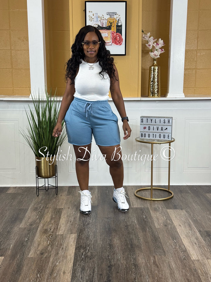 Rida Fleece Biker Shorts (Blue Grey)