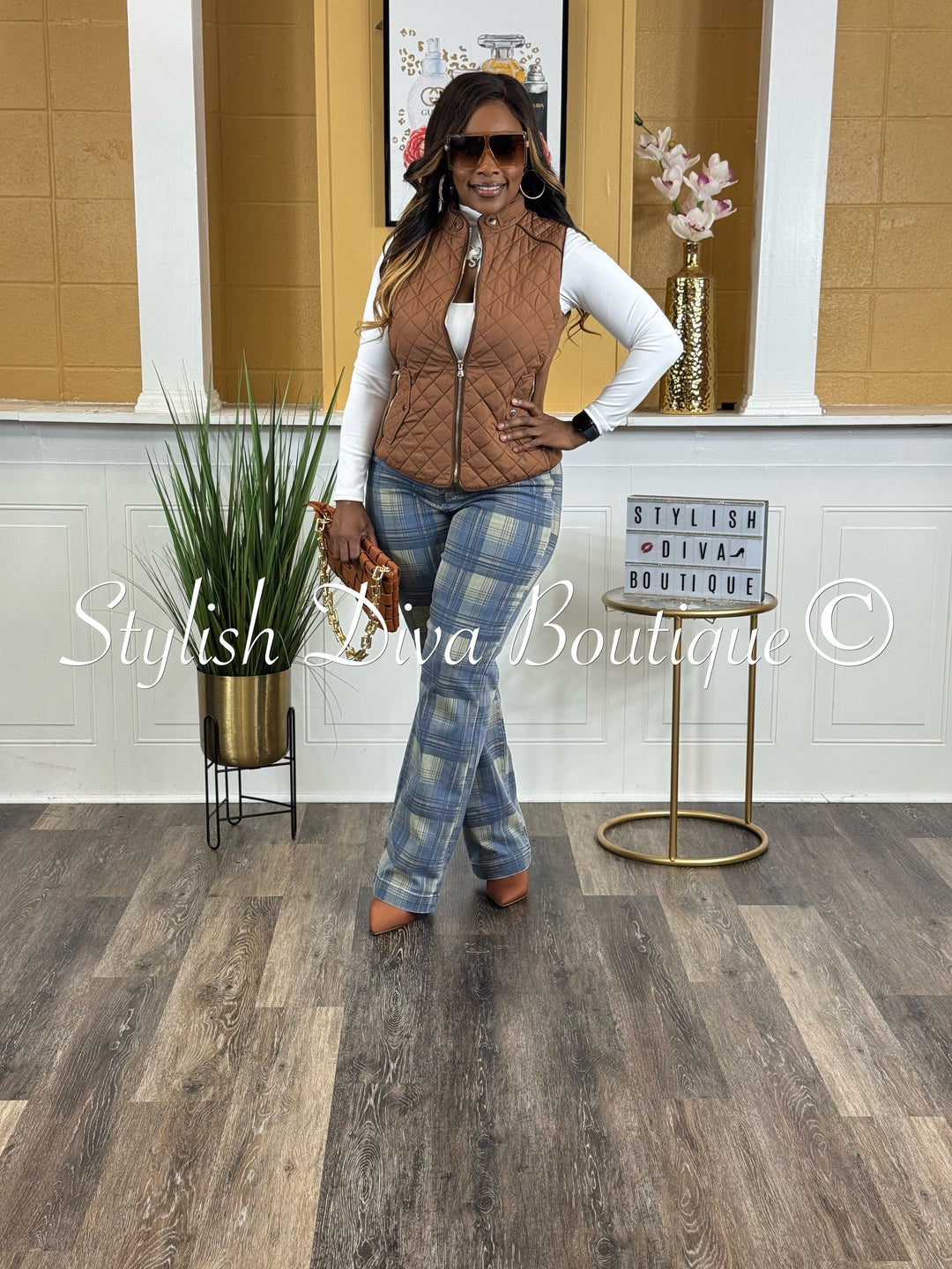 Plaid Perfection Vintage Jeans (Blue Haze)