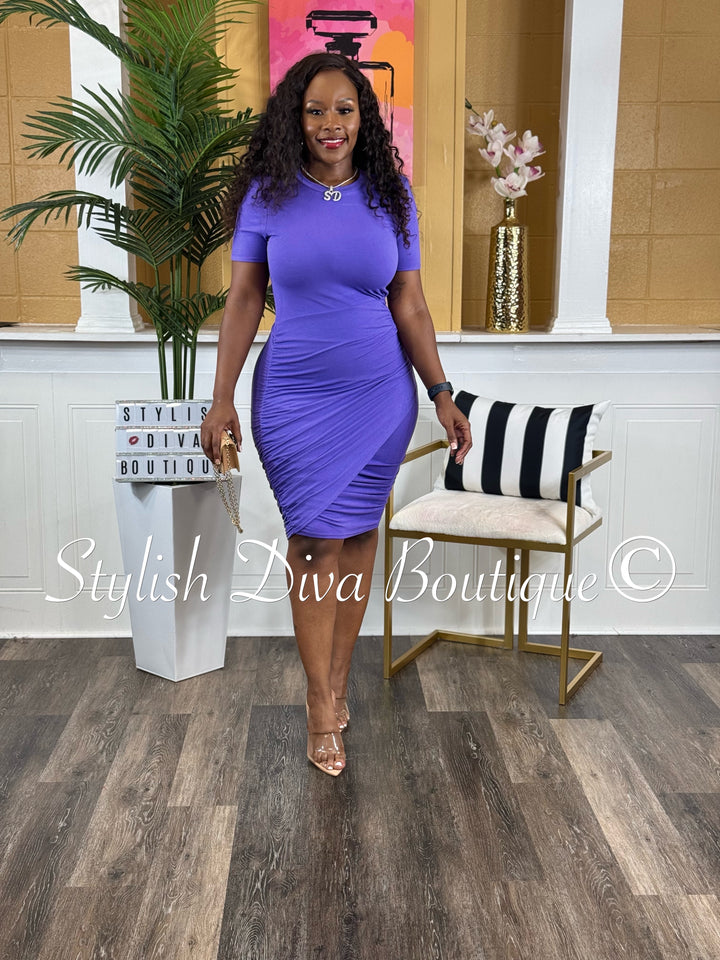 Coco Wrapped Midi Dress (Purple)