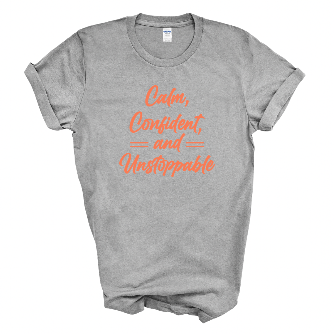 Calm, Confident, &amp; Unstoppable Graphic Tee (Coral Print)