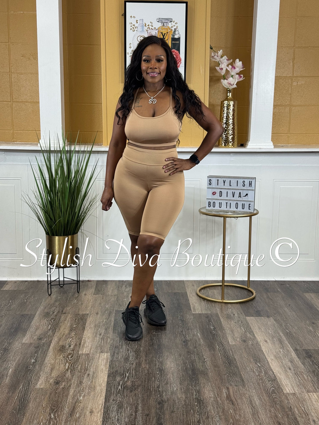 Sporty Girl 4 Piece Active Set (Khaki)