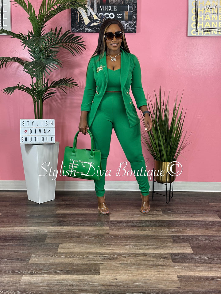 Boss Babe 3pc Jacket Set (Kelly Green)