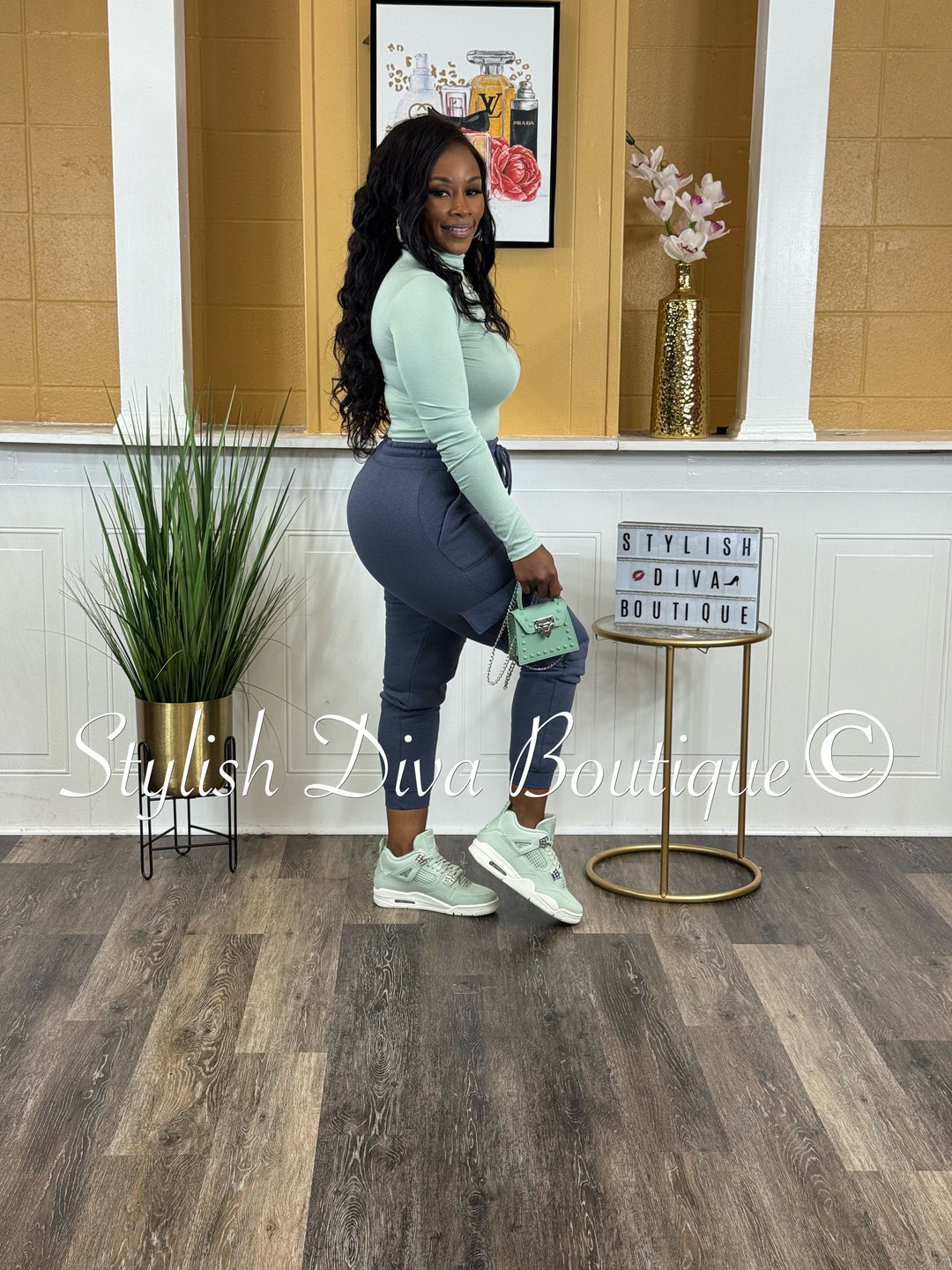 In A Mood Cargo Joggers (Denim Blue)