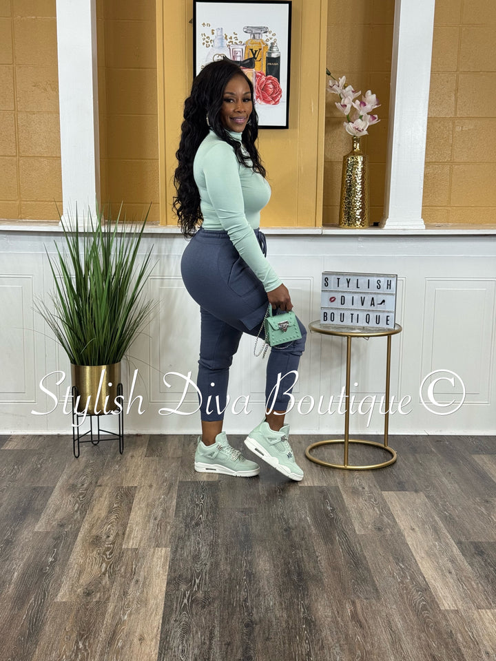 In A Mood Cargo Joggers (Denim Blue)