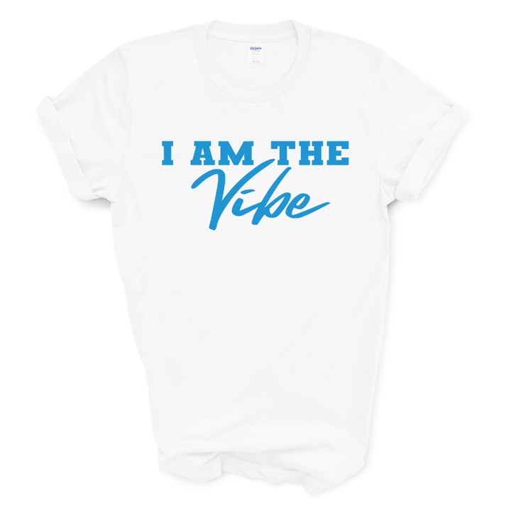 I AM the Vibe Graphic Tee (Black Shirt/Columbia Blue Print)