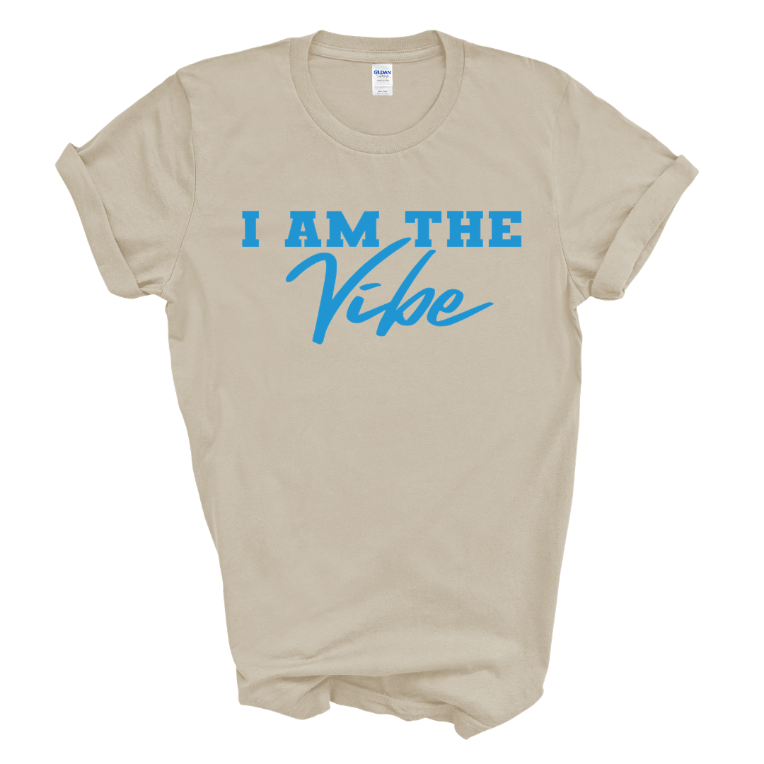 I AM the Vibe Graphic Tee (Black Shirt/Columbia Blue Print)