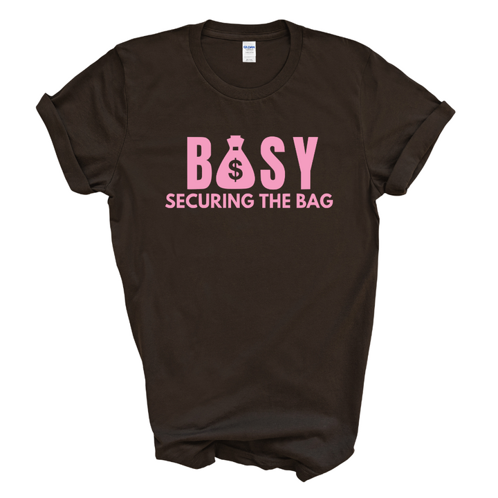 BUSY Securing The Bag T-Shirt (Pink Print)