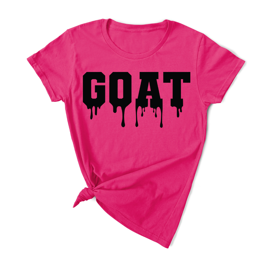 GOAT Dripping T-Shirt (Hot Pink/Black Print)