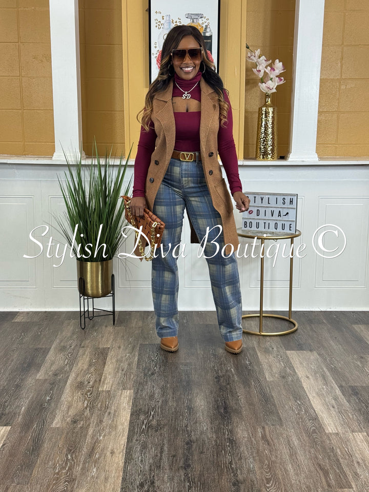 Plaid Perfection Vintage Jeans (Blue Haze)