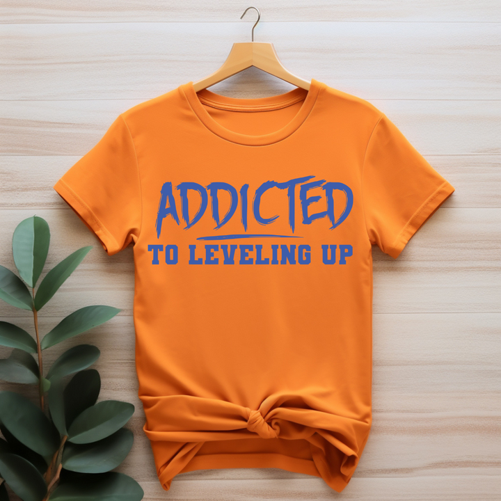 Addicted To Leveling Up T-Shirt (B Royal Print)