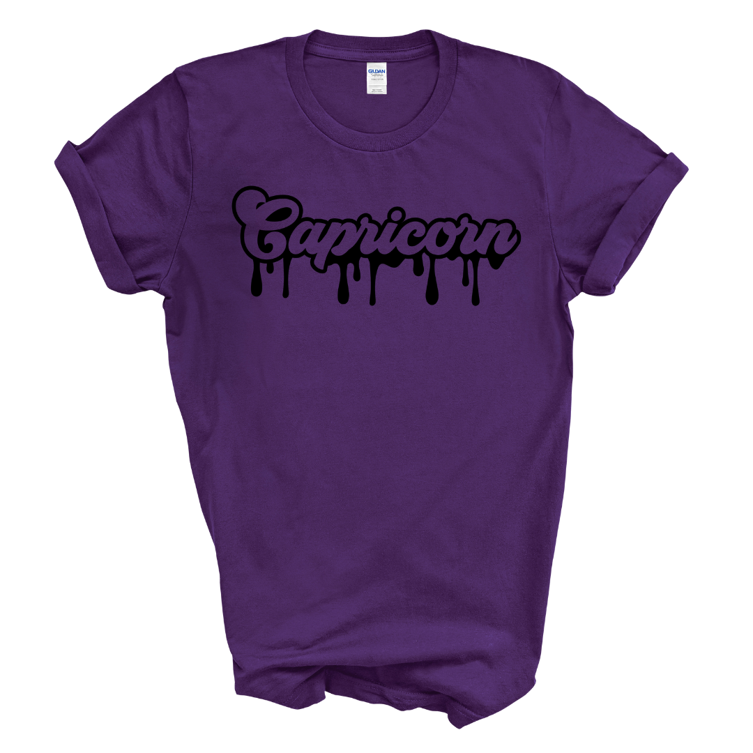 Capricorn Dripping T-Shirt (Black Print)