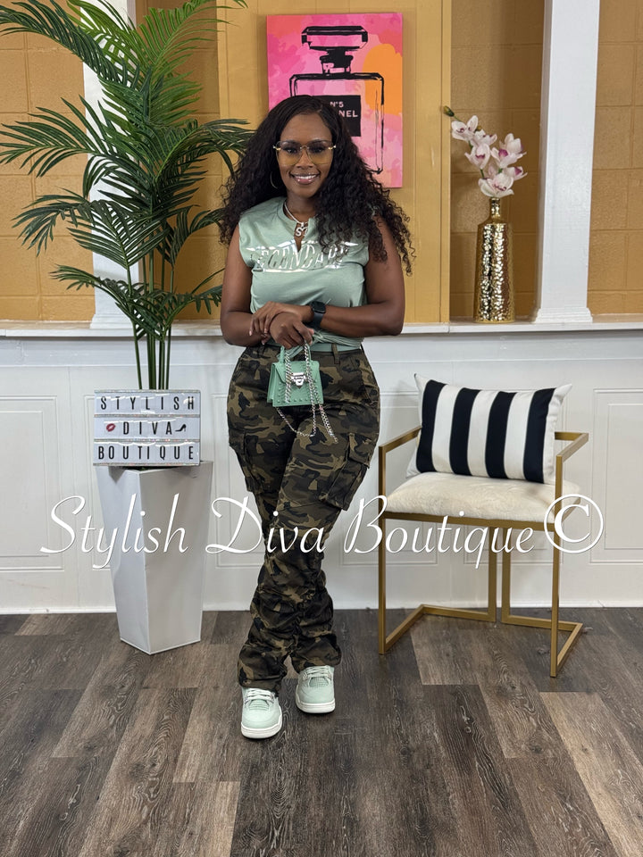New Look Camo Shirred Pants