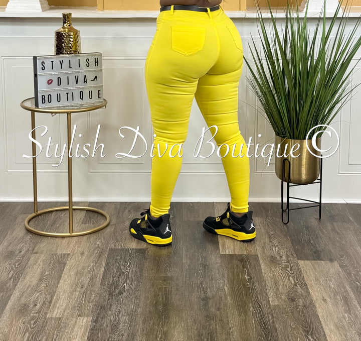 So Curvy Stretch Skinny Jeans up to 2XL (Yellow)