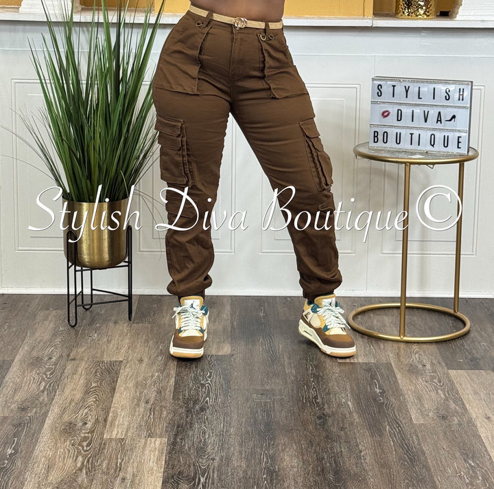 Sienna Cargo Joggers up to 3XL (Chocolate Brown)