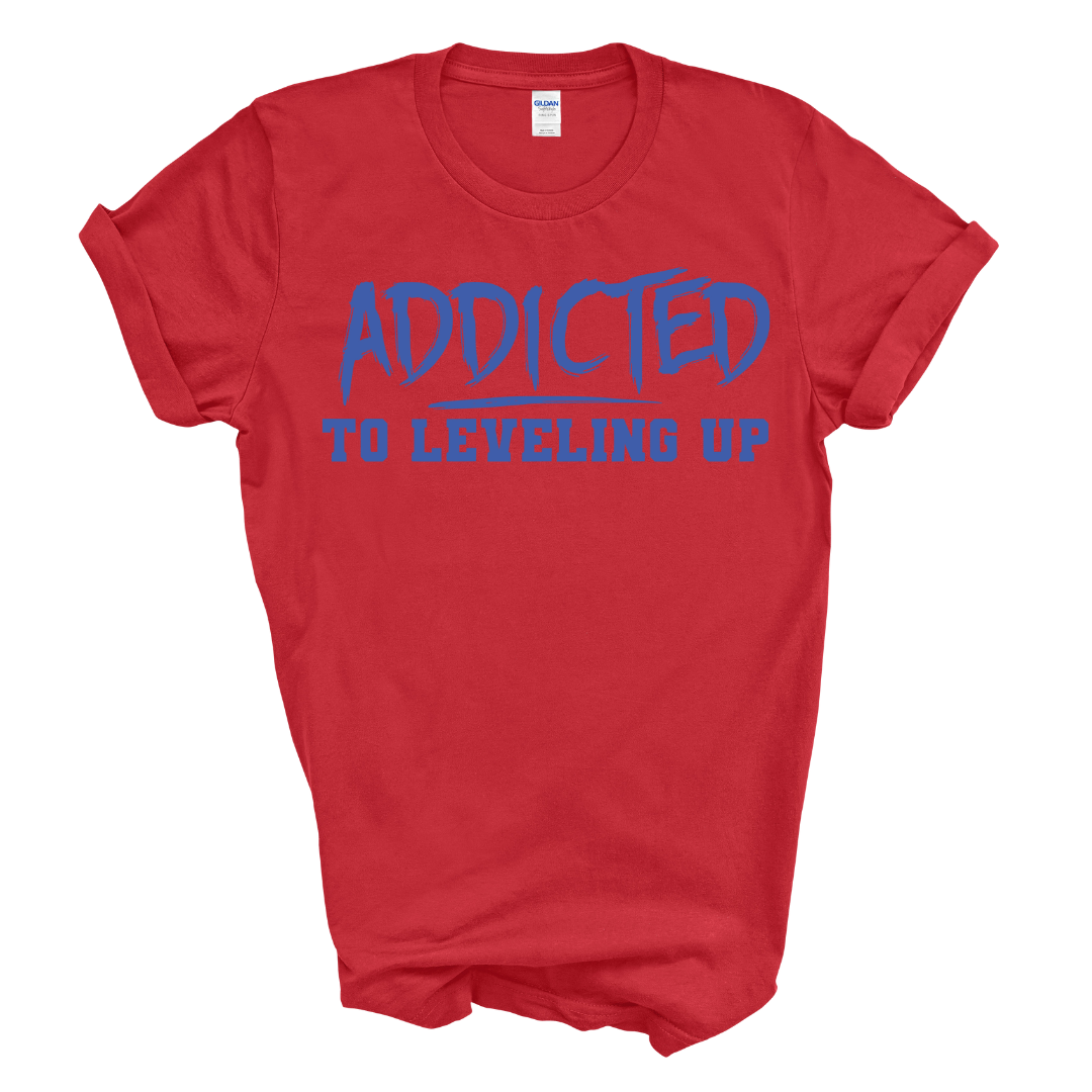 Addicted To Leveling Up T-Shirt (B Royal Print)