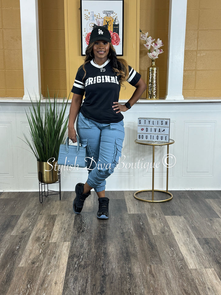 Sienna Cargo Joggers (Cool Blue)