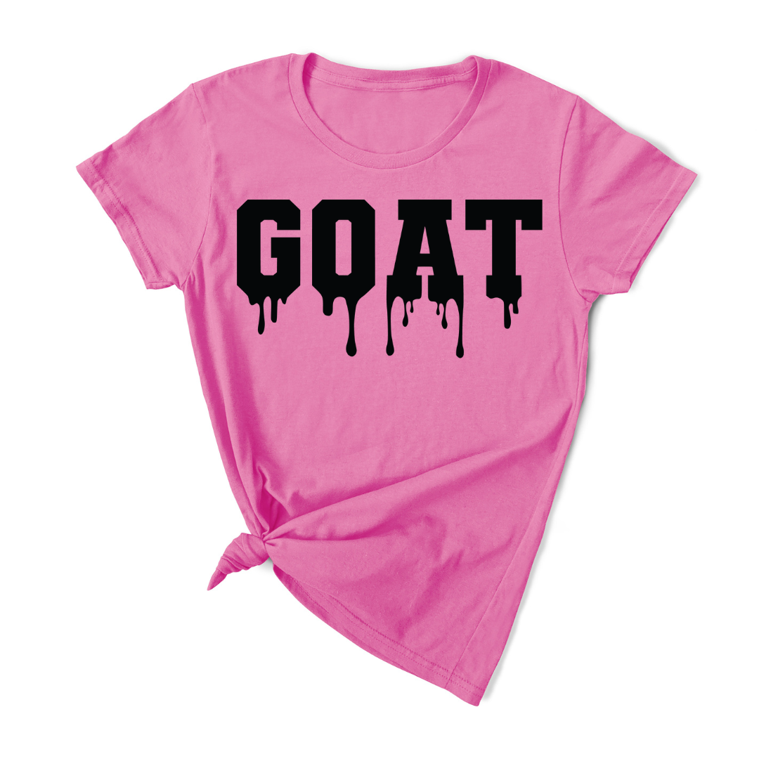 GOAT Dripping T-Shirt (Azalea Pink/Black Print)