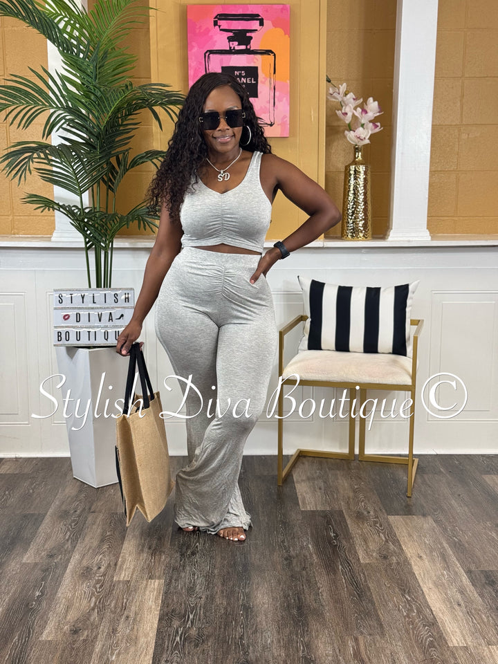 Julissa Cropped Lounge Set (Heather Grey)