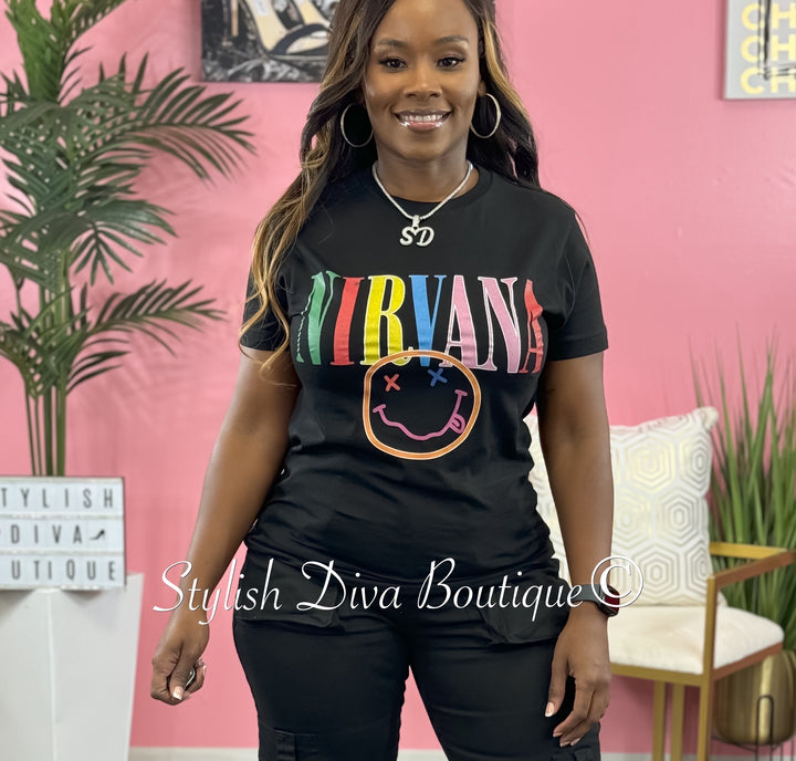 NIRVANA T-Shirt (Black/Multicolor Print)