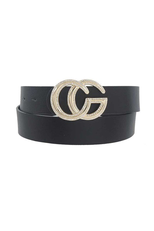 Rhinestone Outline Trimmed CG Buckle Belt