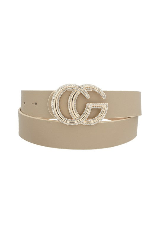 Rhinestone Outline Trimmed CG Buckle Belt