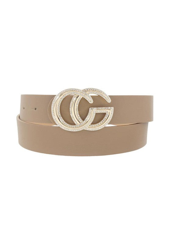 Rhinestone Outline Trimmed CG Buckle Belt