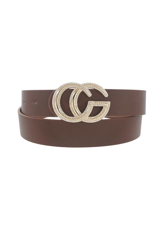 Rhinestone Outline Trimmed CG Buckle Belt