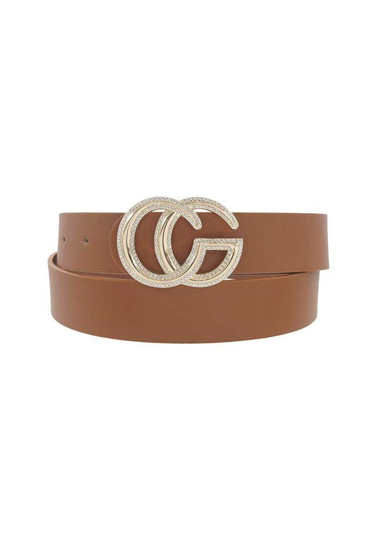 Rhinestone Outline Trimmed CG Buckle Belt