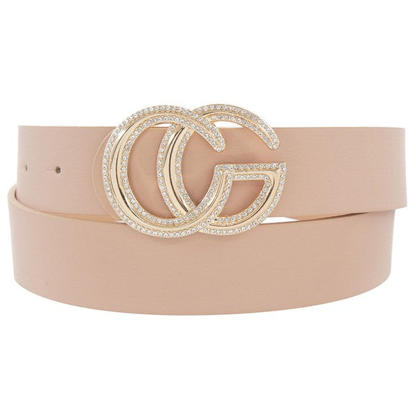 Rhinestone Outline Trimmed CG Buckle Belt