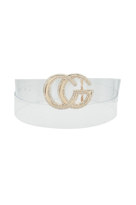 Rhinestone Outline Trimmed CG Buckle Belt