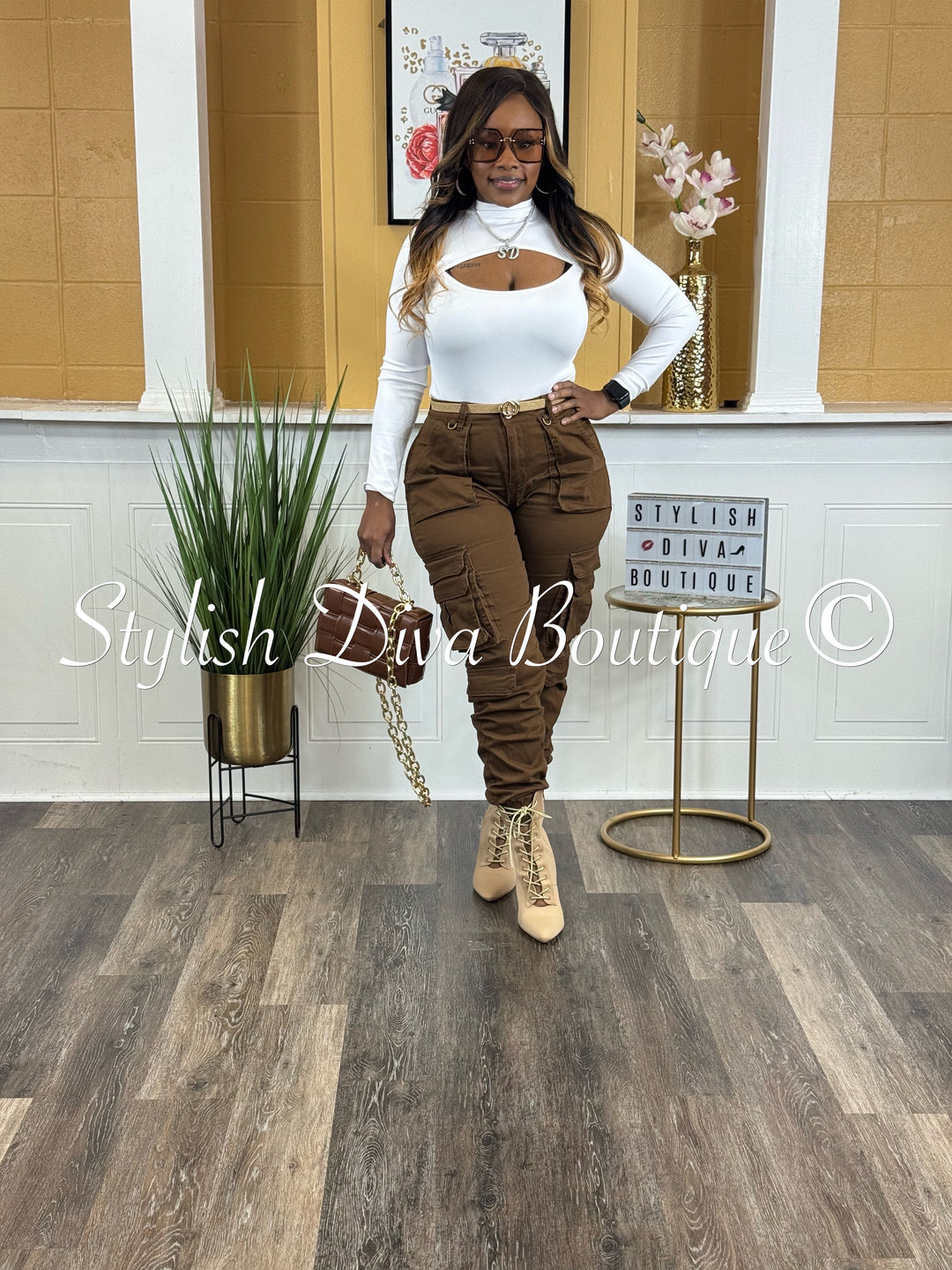 Sienna Cargo Joggers up to 3XL (Chocolate Brown)