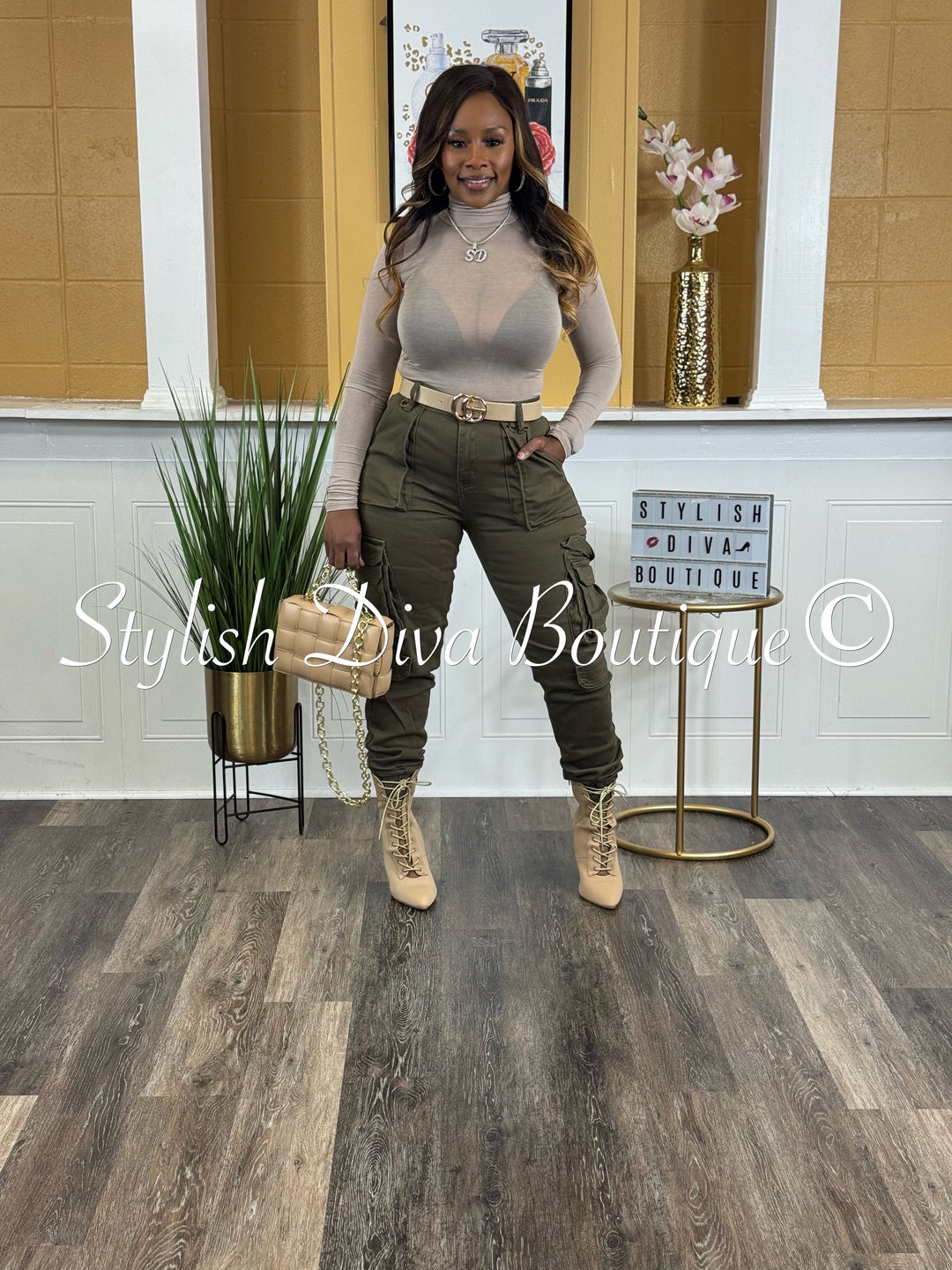 Sienna Cargo Joggers up to 3XL (Olive)