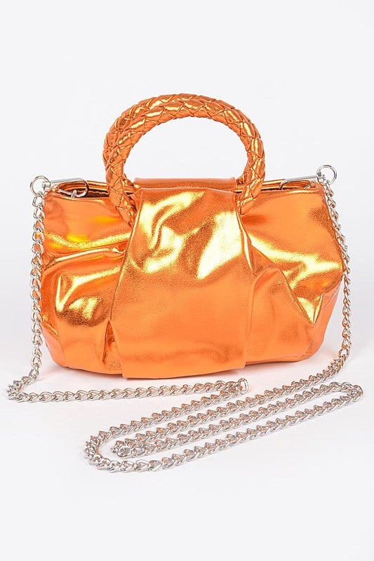 Metallic Top Handle Crossbody Bag