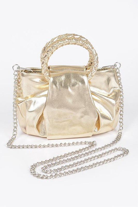 Metallic Top Handle Crossbody Bag