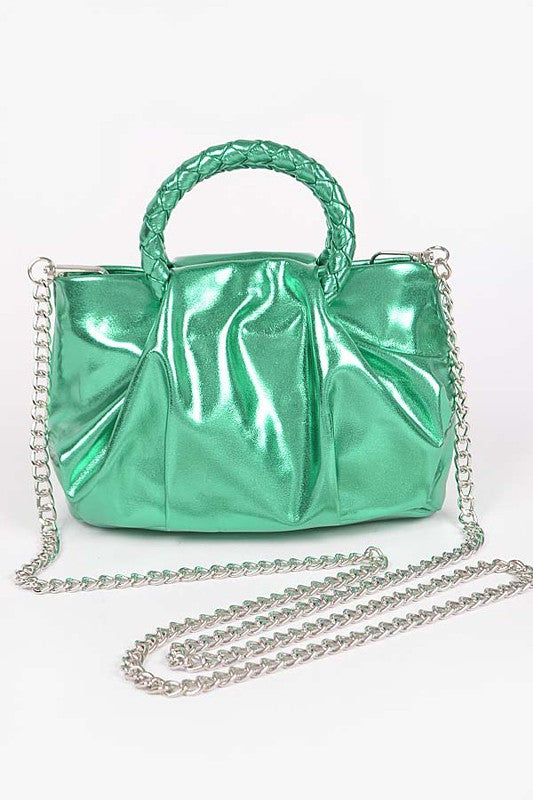 Metallic Top Handle Crossbody Bag