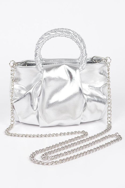 Metallic Top Handle Crossbody Bag