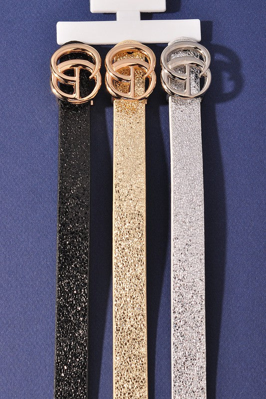 Foil Mix GO Buckle 3pc Skinny Belt Set