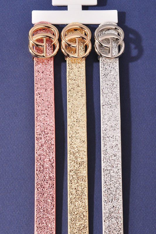 Foil Mix GO Buckle 3pc Skinny Belt Set