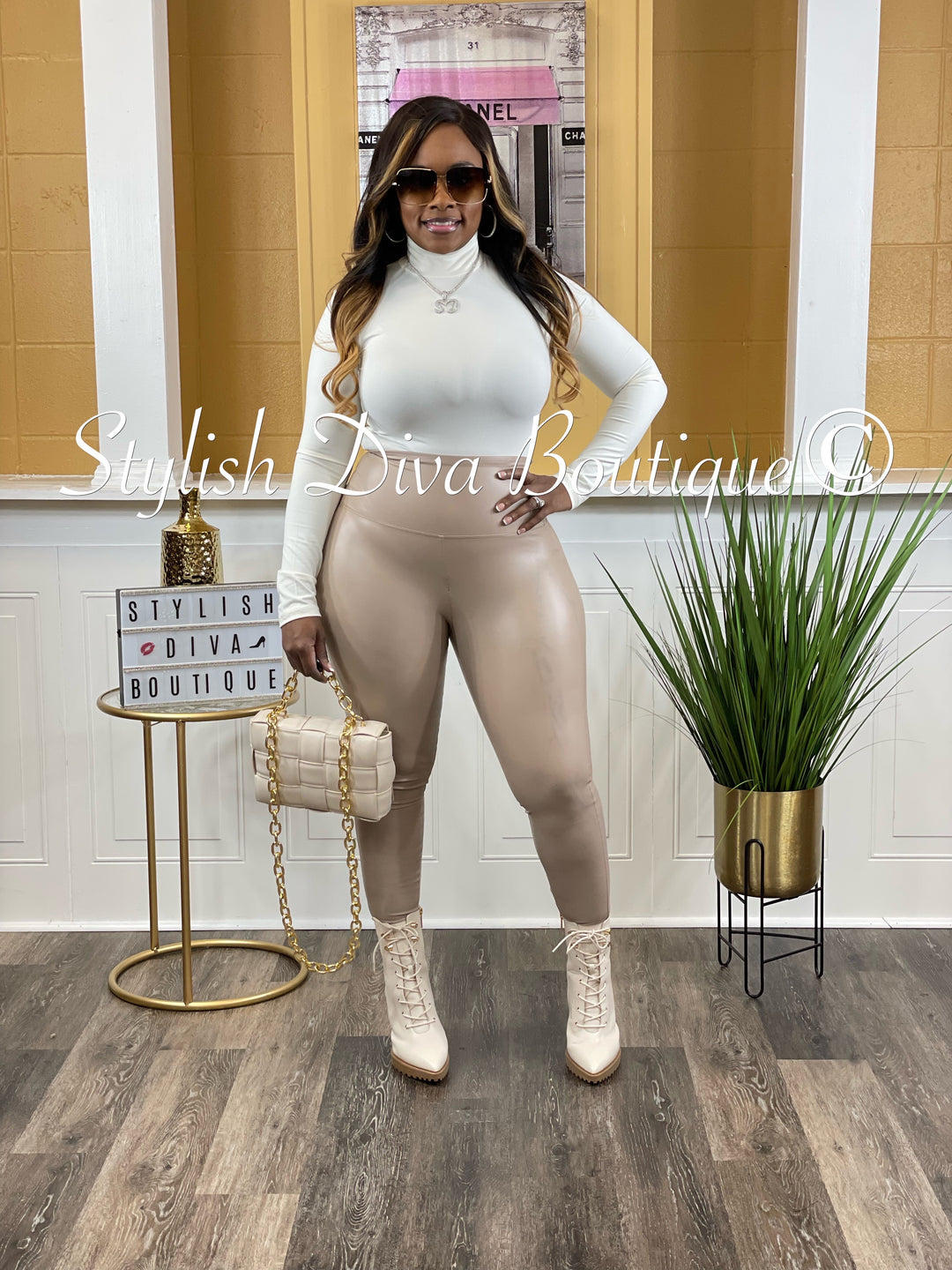 Mazie Mock Neck Bodysuit (Ivory)