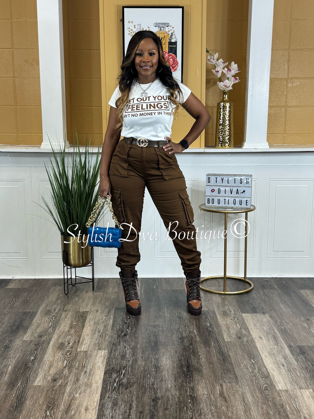 Get Out Your Feelings Graphic Tee (Brown Print)